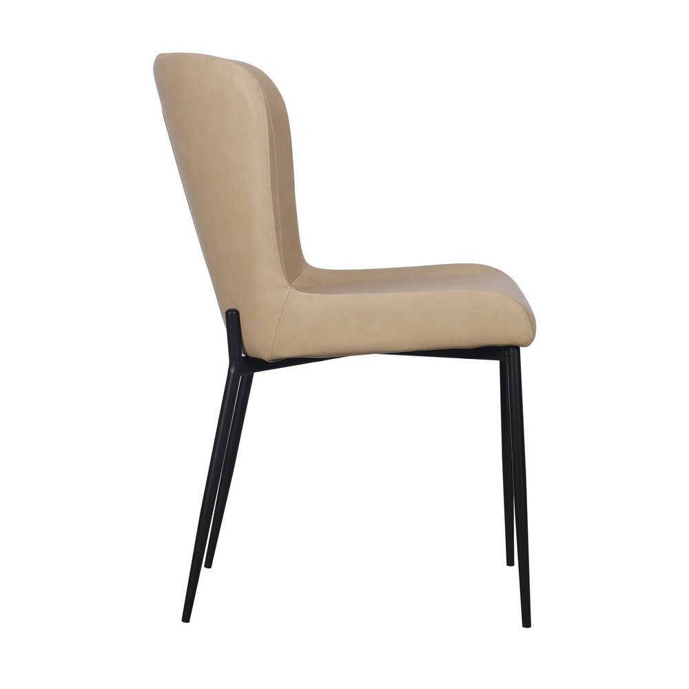 Set of Two Sand Faux Leather Dining Side Chairs