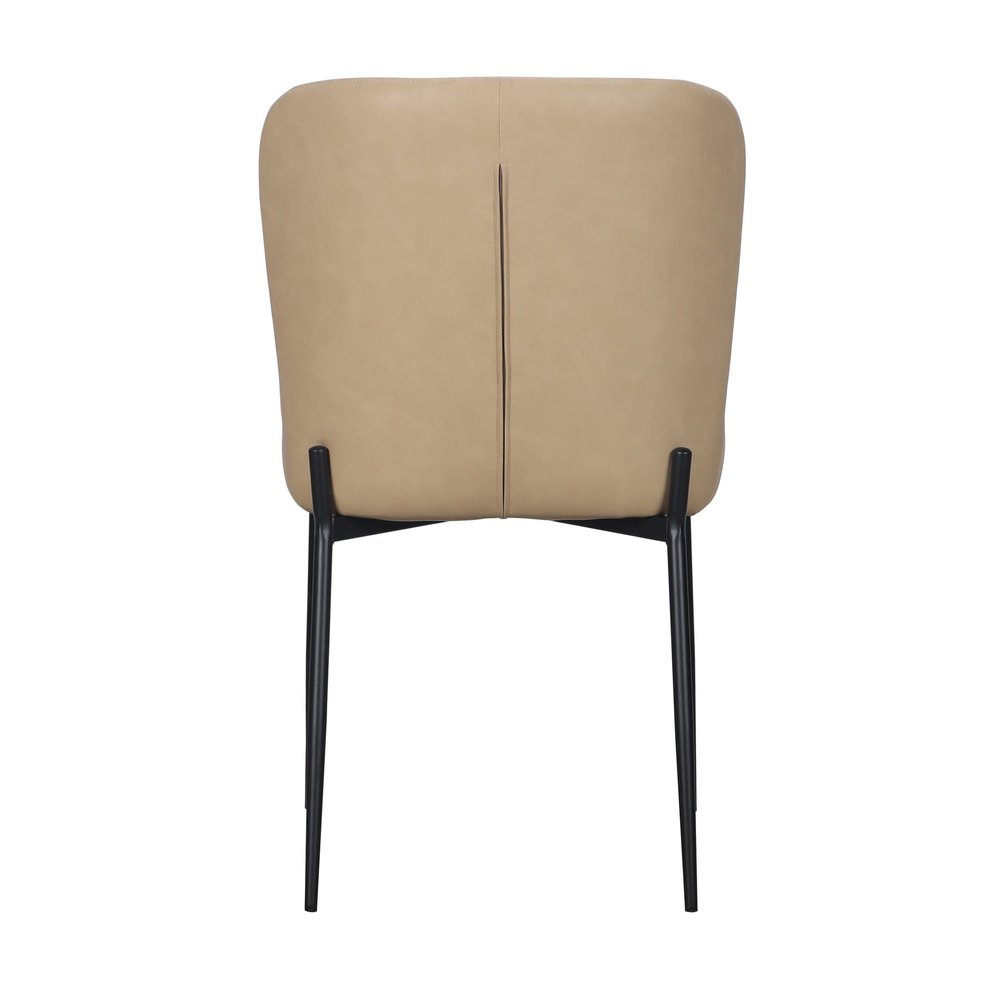 Set of Two Sand Faux Leather Dining Side Chairs