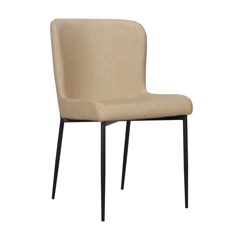 Set of Two Sand Faux Leather Dining Side Chairs