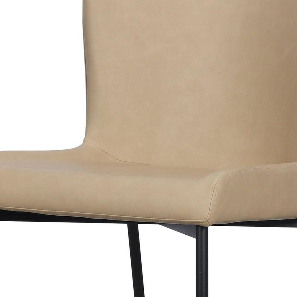 Set of Two Sand Faux Leather Dining Side Chairs