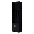 71" Black Wood Bar Cabinet With Two Doors on a white background