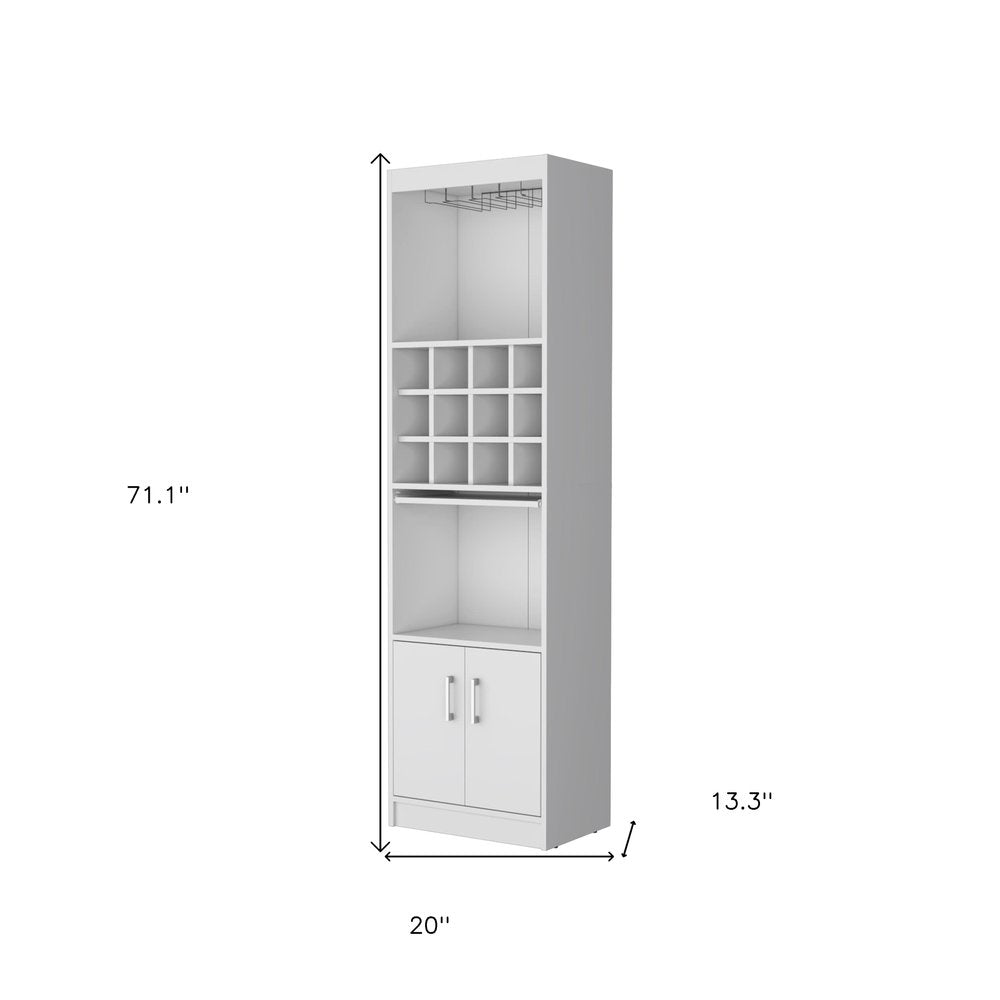 71" White Wood Bar Cabinet With Two Doors