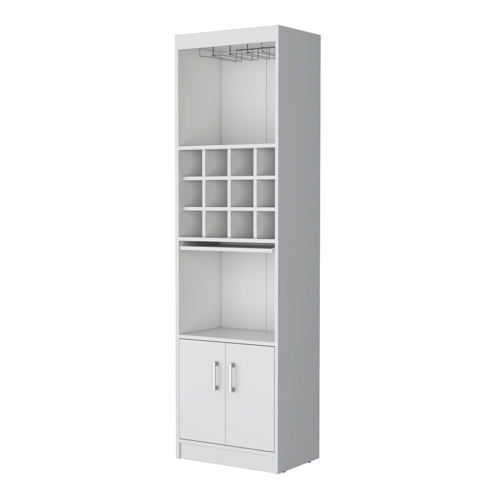 71" White Wood Bar Cabinet With Two Doors