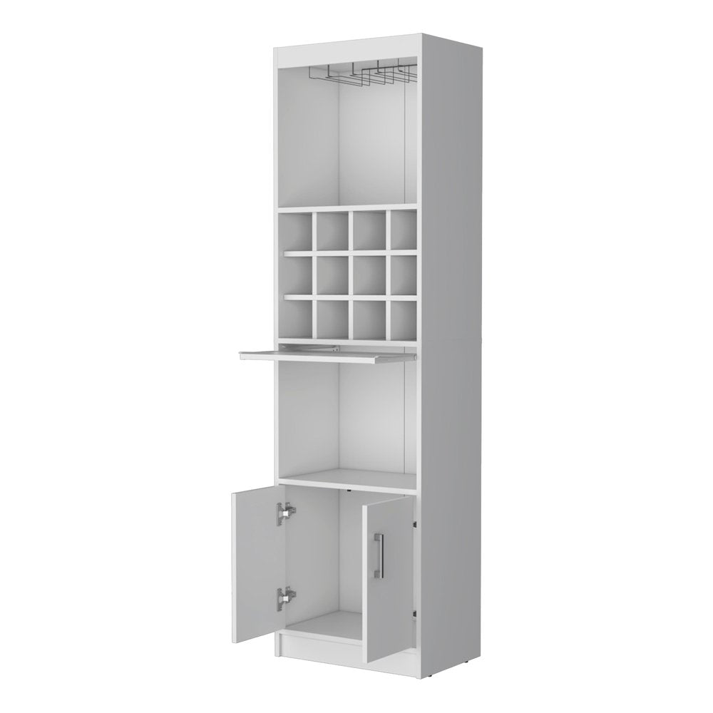 71" White Wood Bar Cabinet With Two Doors