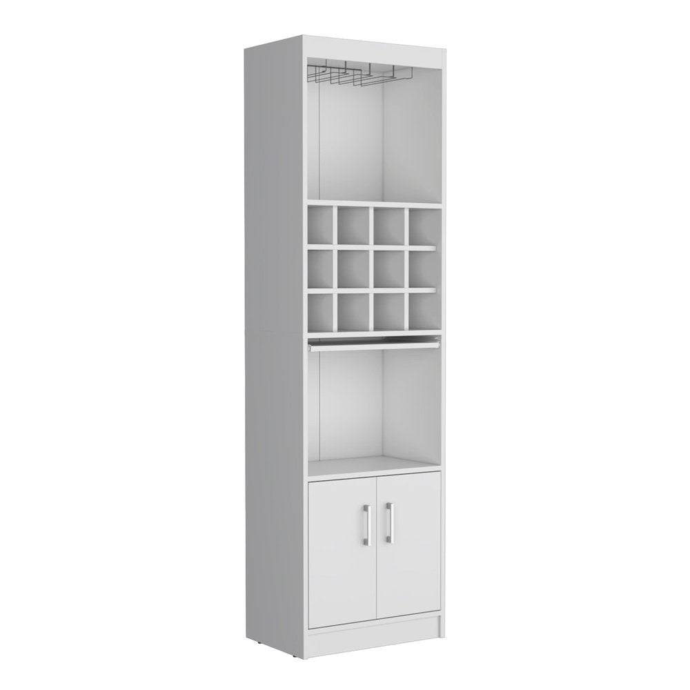 71" White Wood Bar Cabinet With Two Doors