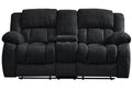 77" Black Manual Reclining Loveseat With Storage on a white background
