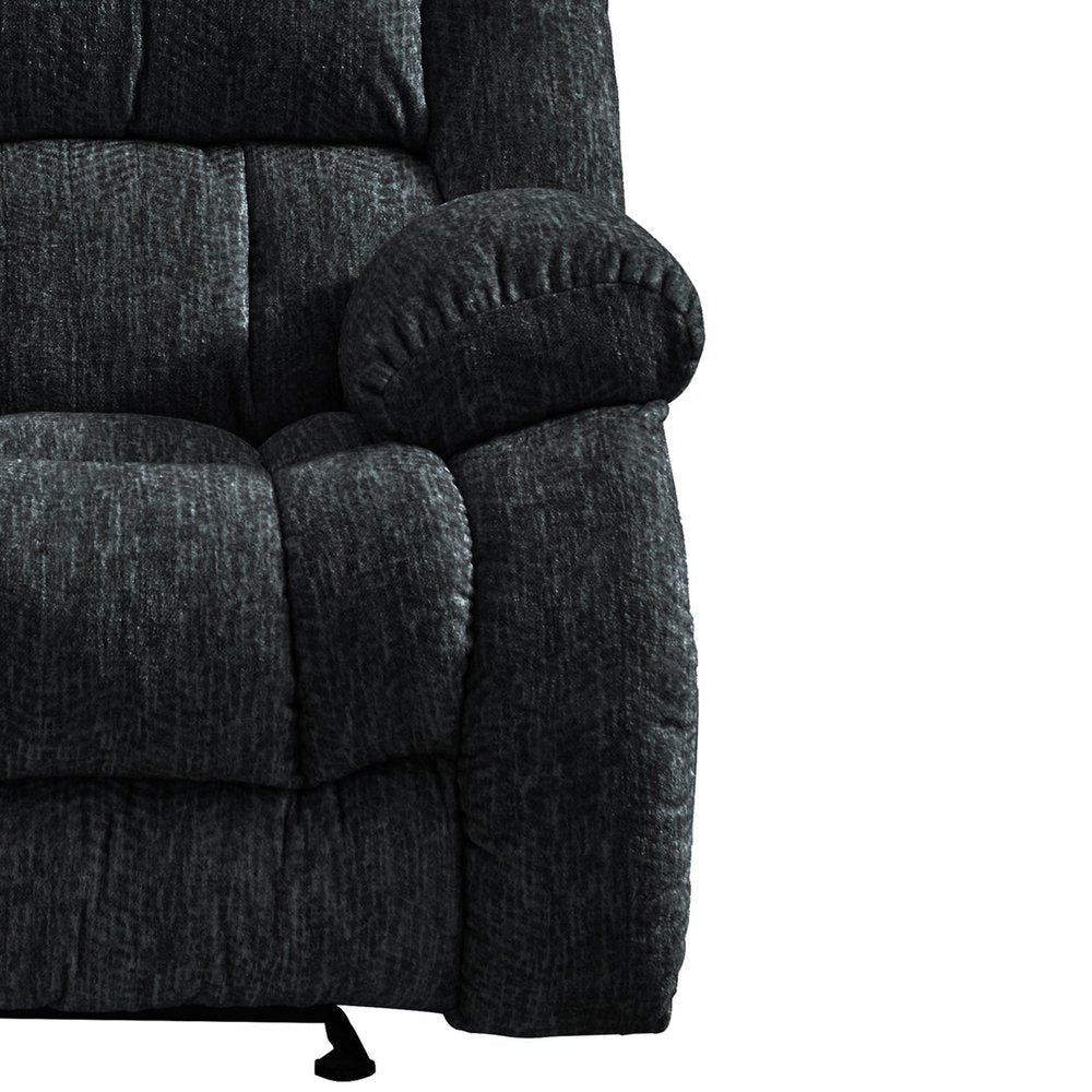 77" Black Manual Reclining Loveseat With Storage on a white background