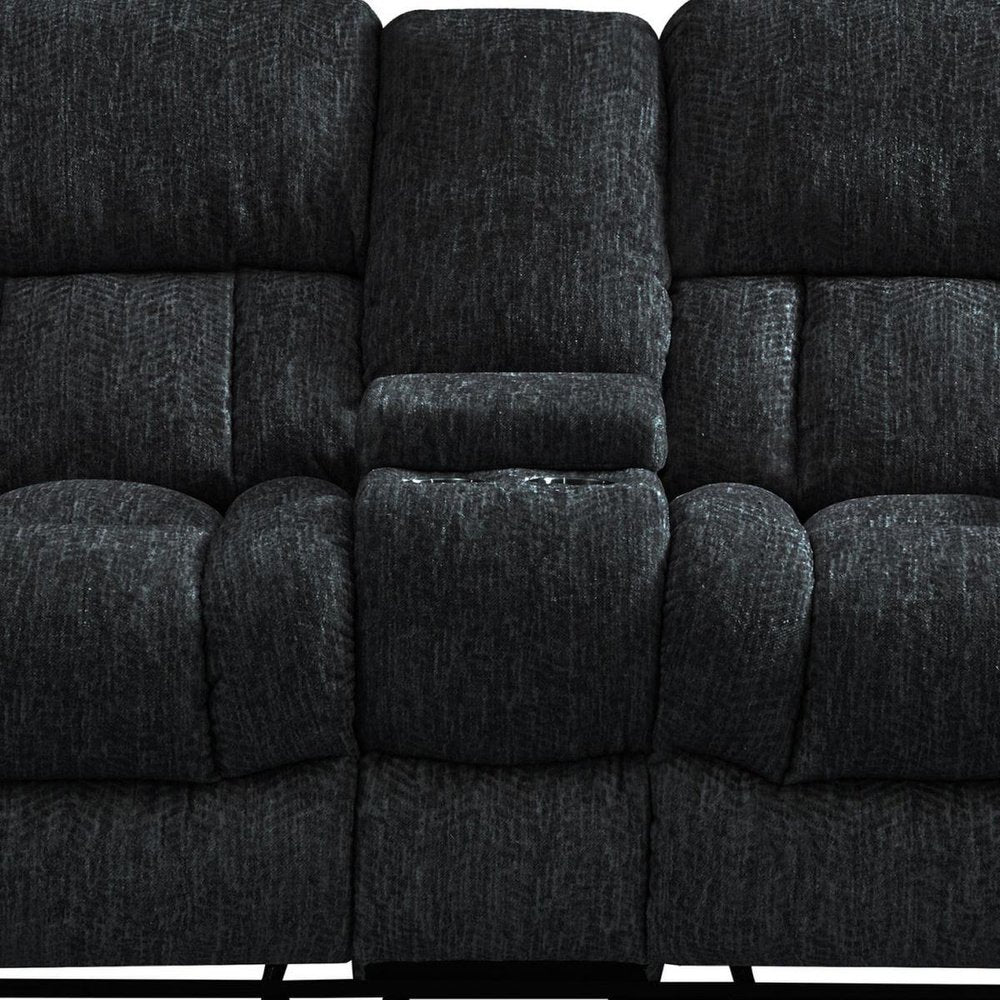 77" Black Manual Reclining Loveseat With Storage