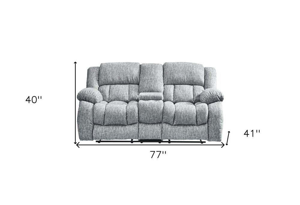 77" Light Gray Manual Reclining Loveseat With Storage on a white background