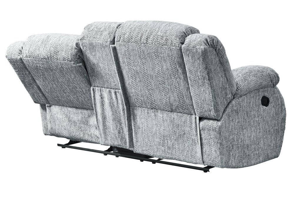 77" Light Gray Manual Reclining Loveseat With Storage on a white background