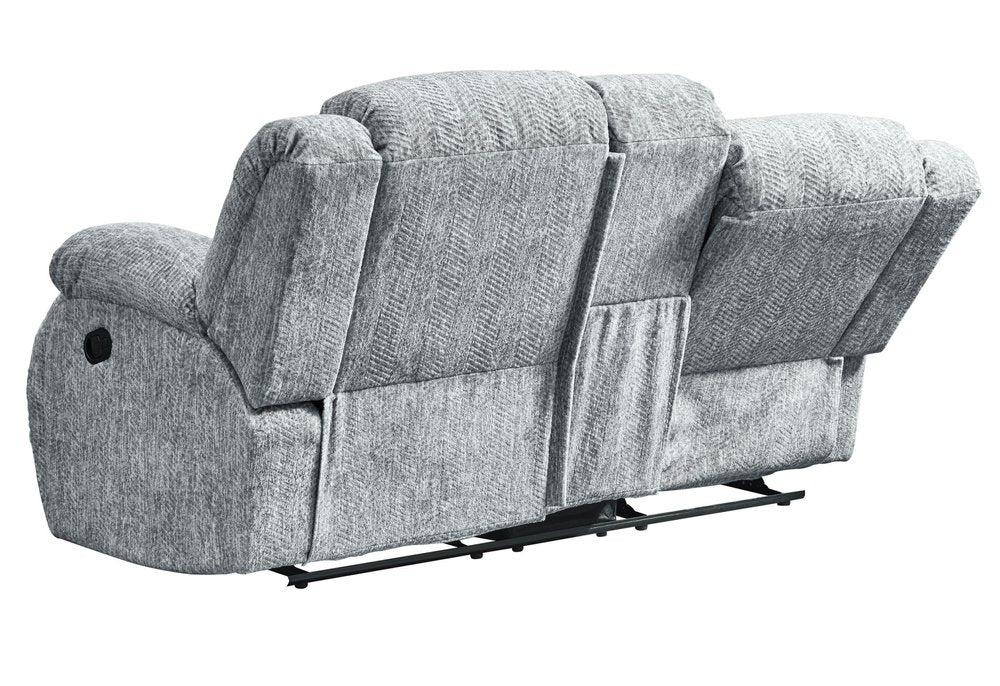 77" Light Gray Manual Reclining Loveseat With Storage on a white background