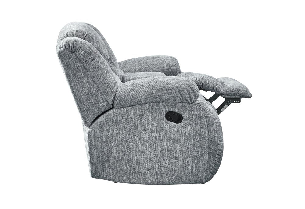 77" Light Gray Manual Reclining Loveseat With Storage on a white background
