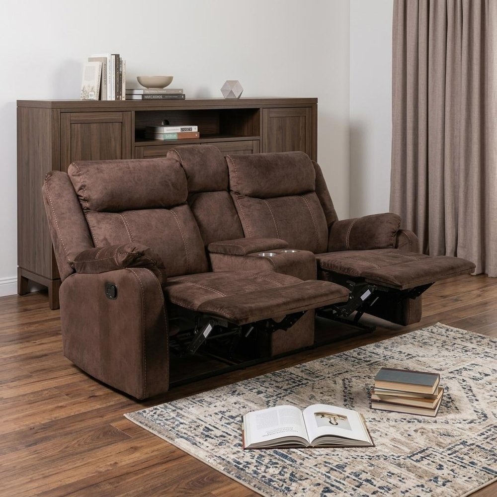 70" Dark Brown Manual Reclining Loveseat With Storage