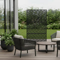 72" Black Steel Three Panel Outdoor Privacy Screen
