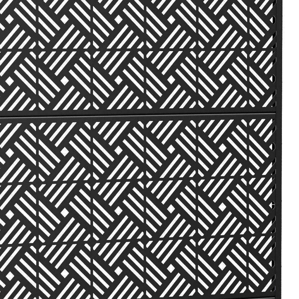 72" Black Steel Three Panel Outdoor Privacy Screen