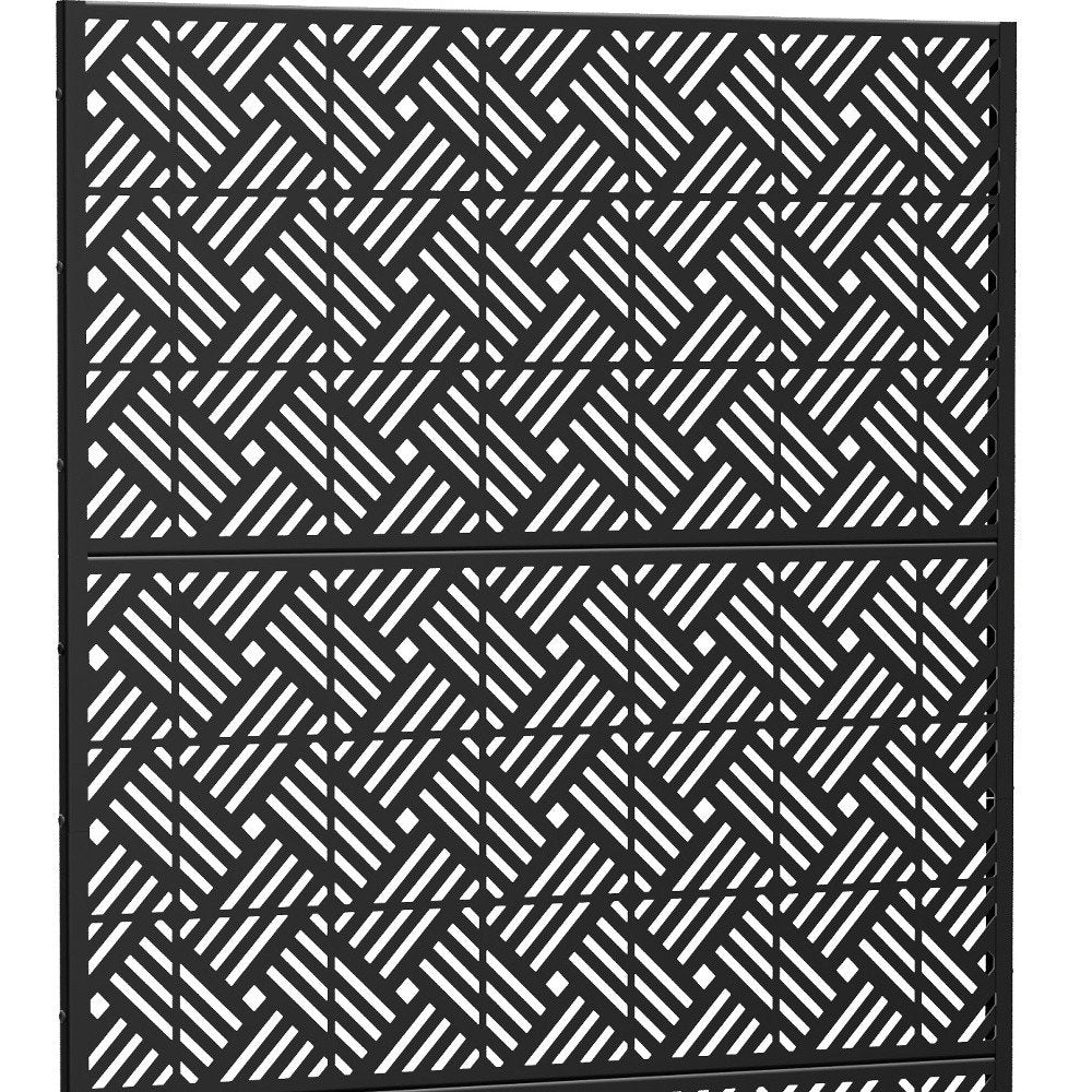 72" Black Steel Three Panel Outdoor Privacy Screen