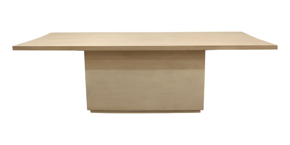 96" Natural and Brown Solid Wood Pedestal Base Dining Table on a white background