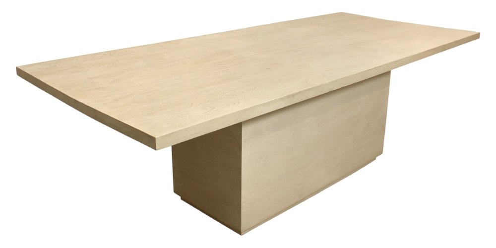 96" Natural and Brown Solid Wood Pedestal Base Dining Table on a white background