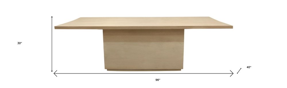 96" Natural and Brown Solid Wood Pedestal Base Dining Table on a white background