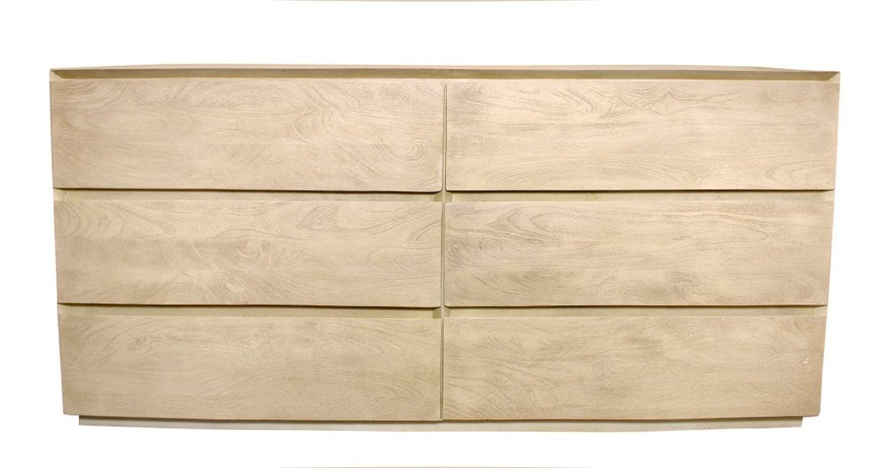 72" Natural Solid Wood Six Drawer Double Dresser on a white background
