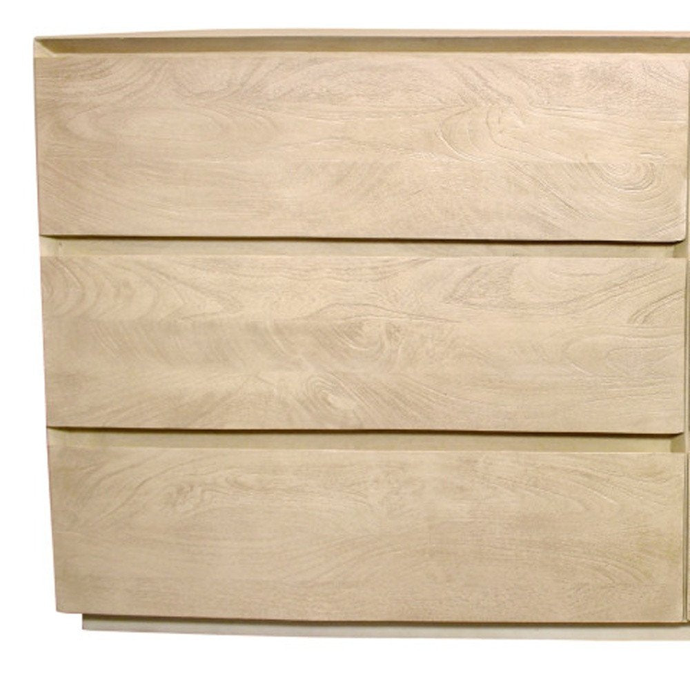 72" Natural Solid Wood Six Drawer Double Dresser on a white background