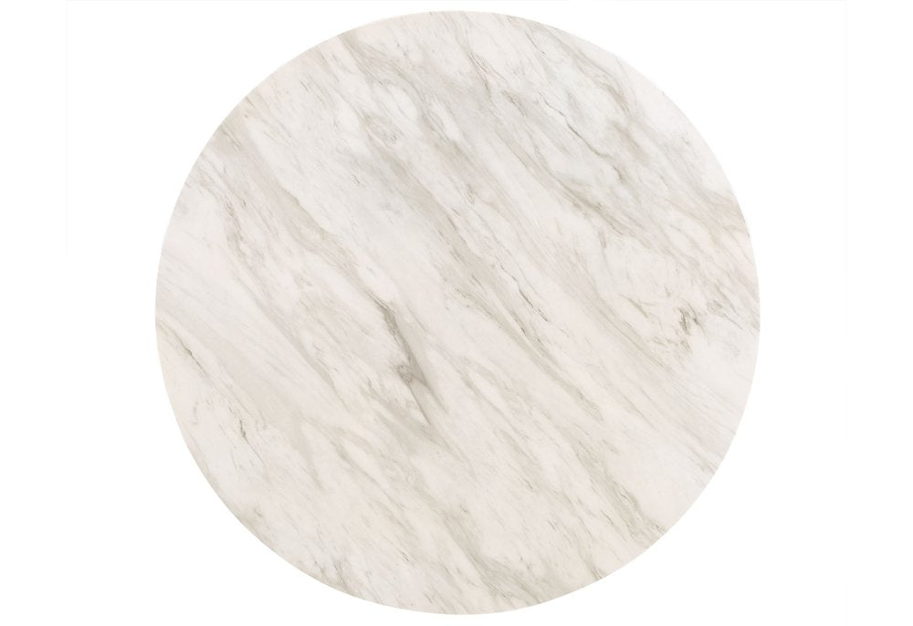 42" White and Black Wood And Faux Marble Round Counter Height Bar Table