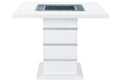 47" White Silver And Black Glass Faux Crystal And Wood Square Bar Table. Bar & restaurant table isolated on a plain white background, in a silver glass finish.