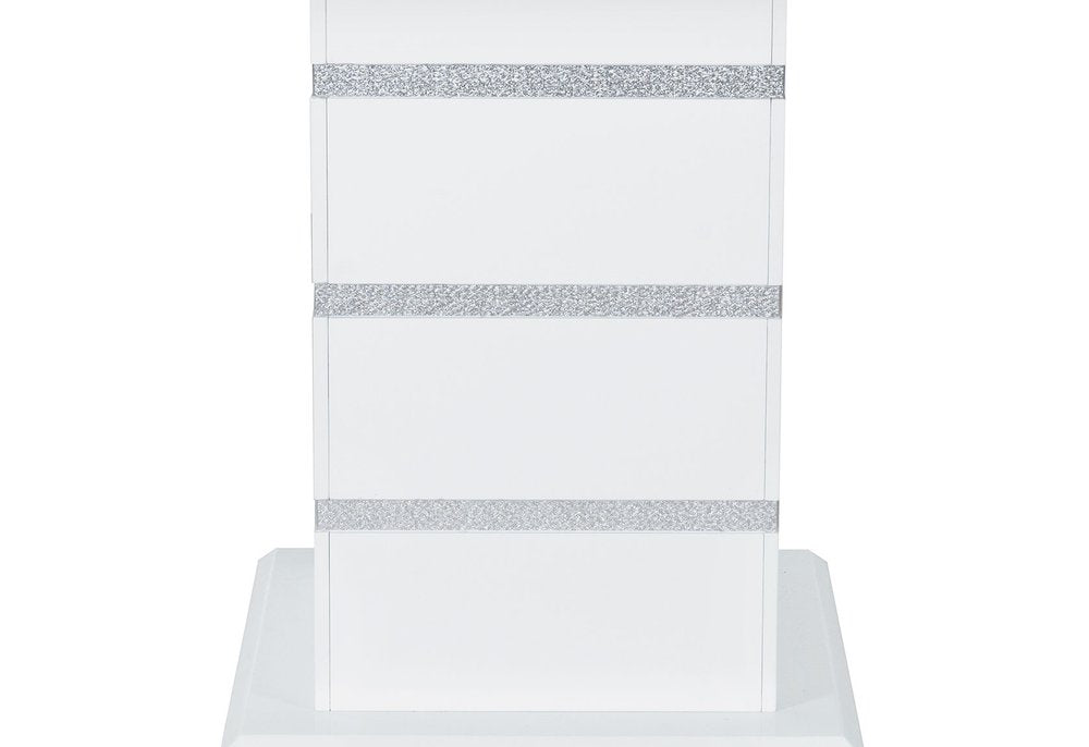 47" White Silver And Black Glass Faux Crystal And Wood Square Bar Table. Bar & restaurant table isolated on a plain white background, in a silver glass finish.
