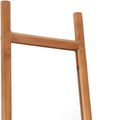 70" Natural Solid Wood Leaning Geometric Framed Standing Mirror on a white background
