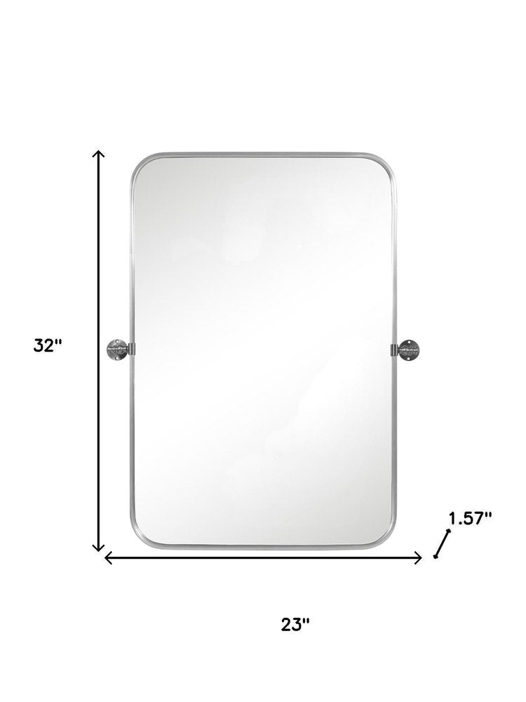 Set of Two 32" Silver Metal Framed Accent Mirrors
