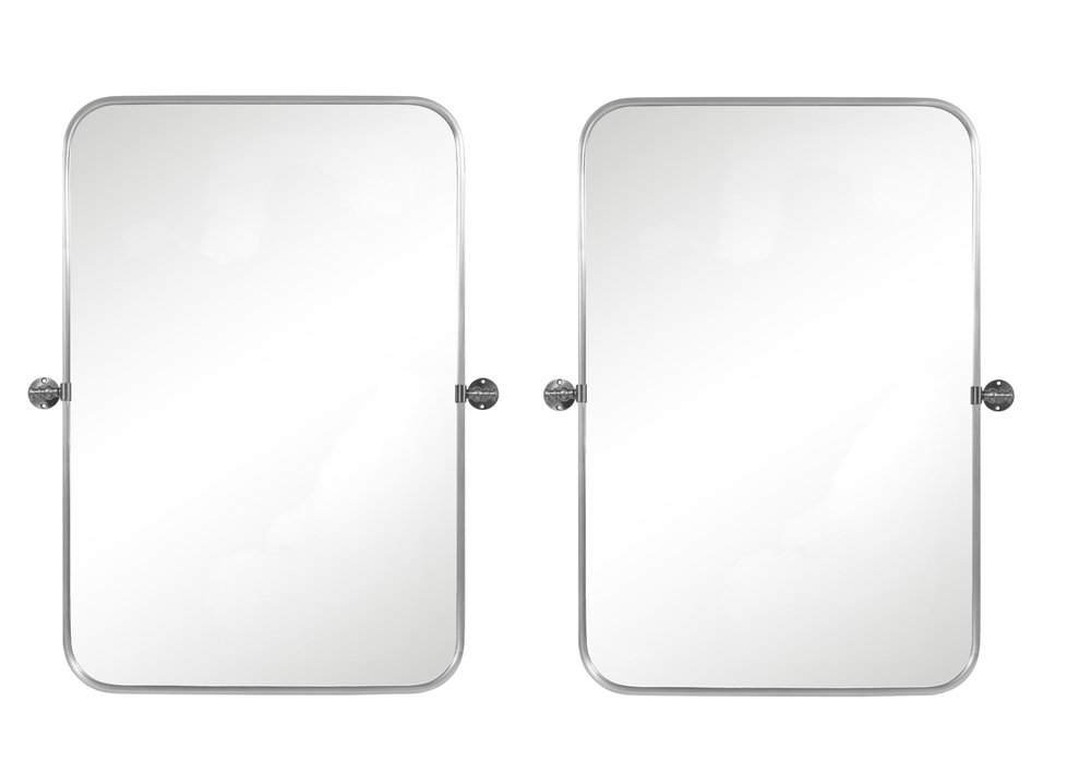 Set of Two 32" Silver Metal Framed Accent Mirrors