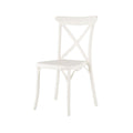 Set of Two White Heavy Duty Plastic Outdoor Stacking Dining Chairs on a white background