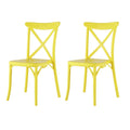 Set of Two Yellow Heavy Duty Plastic Outdoor Dining Chairs on a white background