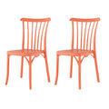 Set of Two Salmon Heavy Duty Plastic Outdoor Stacking Dining Chairs on a white background