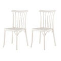 Set of Two White Heavy Duty Plastic Outdoor Stacking Dining Chairs on a white background