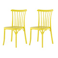 Set of Two Yellow Heavy Duty Plastic Outdoor Stacking Dining Chairs on a white background