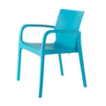 Set of Two Blue Heavy Duty Plastic Outdoor Stacking Dining Chairs on a white background