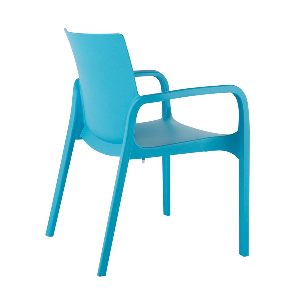 Set of Two Blue Heavy Duty Plastic Outdoor Stacking Dining Chairs on a white background