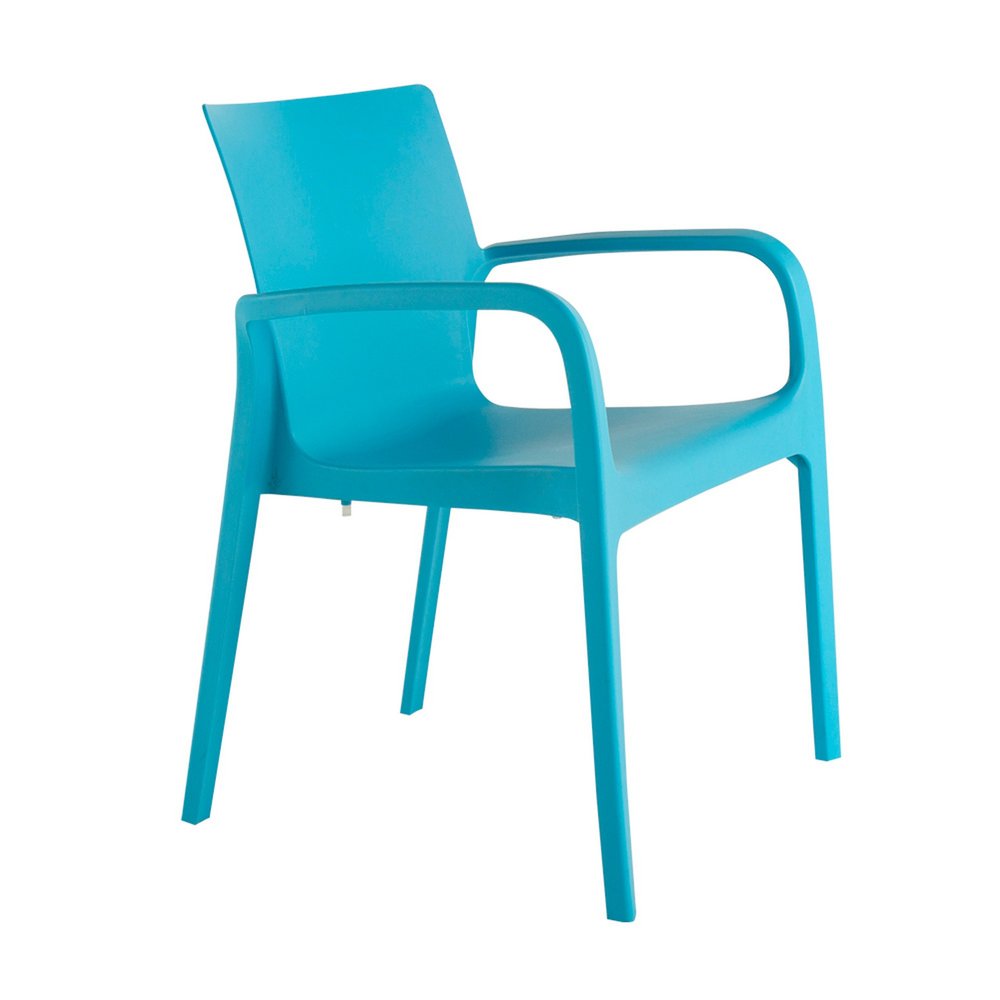 Set of Two Blue Heavy Duty Plastic Outdoor Stacking Dining Chairs on a white background