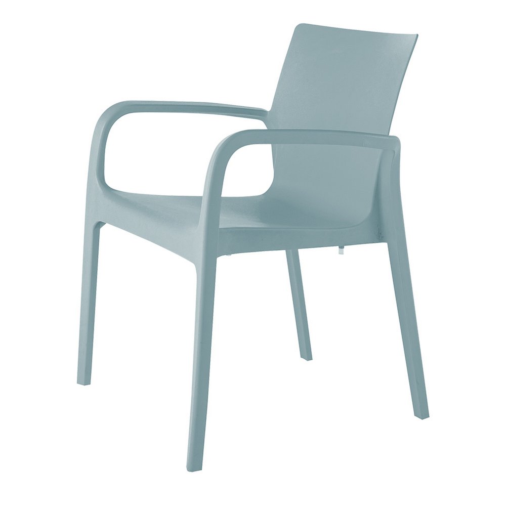 Set of Two Baby Blue Heavy Duty Plastic Outdoor Stacking Dining Chairs on a white background