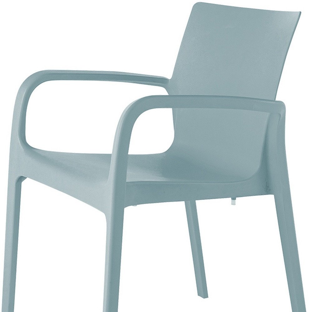 Set of Two Baby Blue Heavy Duty Plastic Outdoor Stacking Dining Chairs