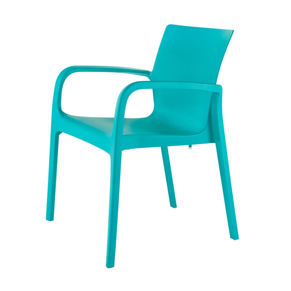 Set of Two Turquoise Heavy Duty Plastic Outdoor Stacking Dining Chairs on a white background