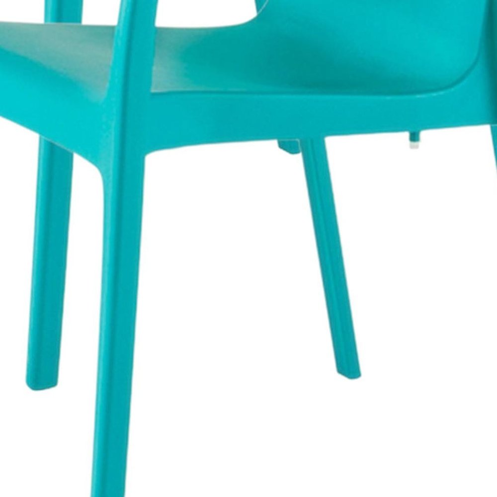 Set of Two Turquoise Heavy Duty Plastic Outdoor Stacking Dining Chairs on a white background