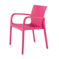 Set of Two Fuchsia Heavy Duty Plastic Outdoor Stacking Dining Chairs on a white background