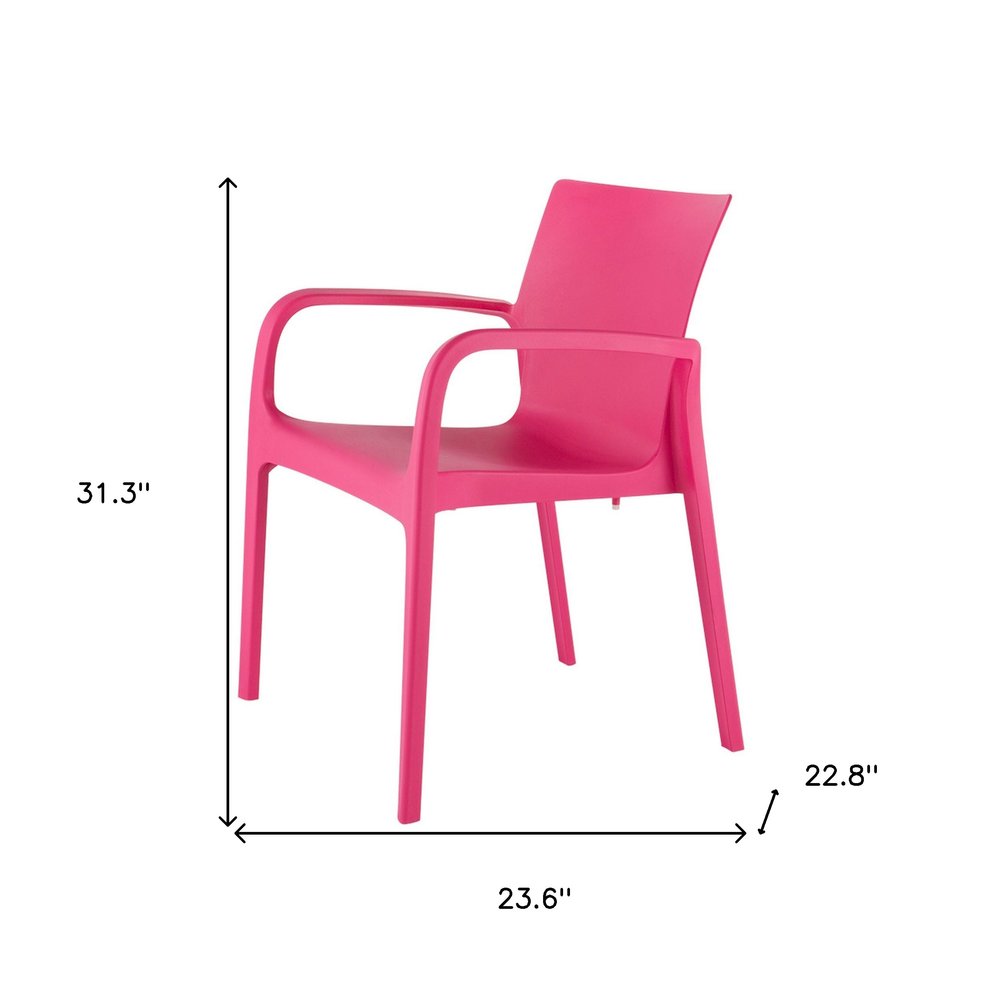 Set of Two Fuchsia Heavy Duty Plastic Outdoor Stacking Dining Chairs