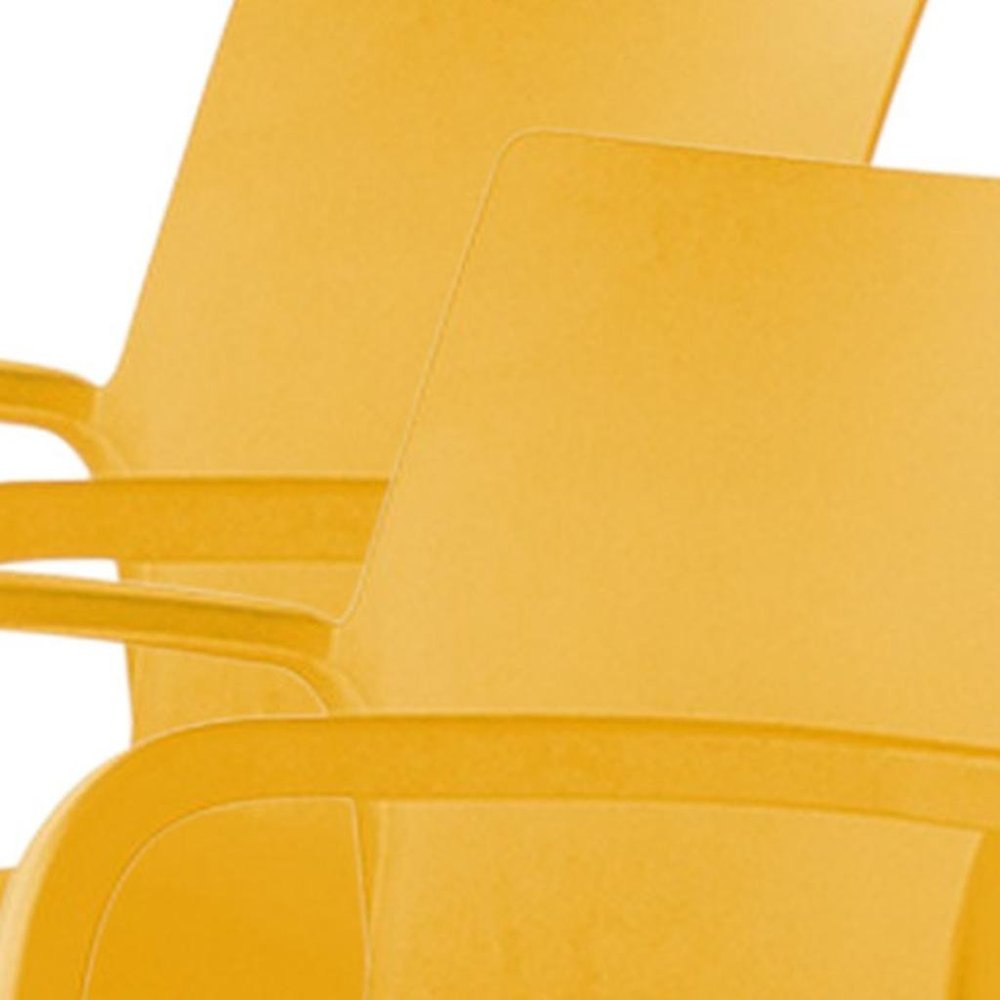 Set of Two Gold Heavy Duty Plastic Outdoor Stacking Dining Chairs close-up detail