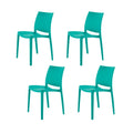 Set of Four Turquoise Heavy Duty Plastic Outdoor Stacking Dining Chairs