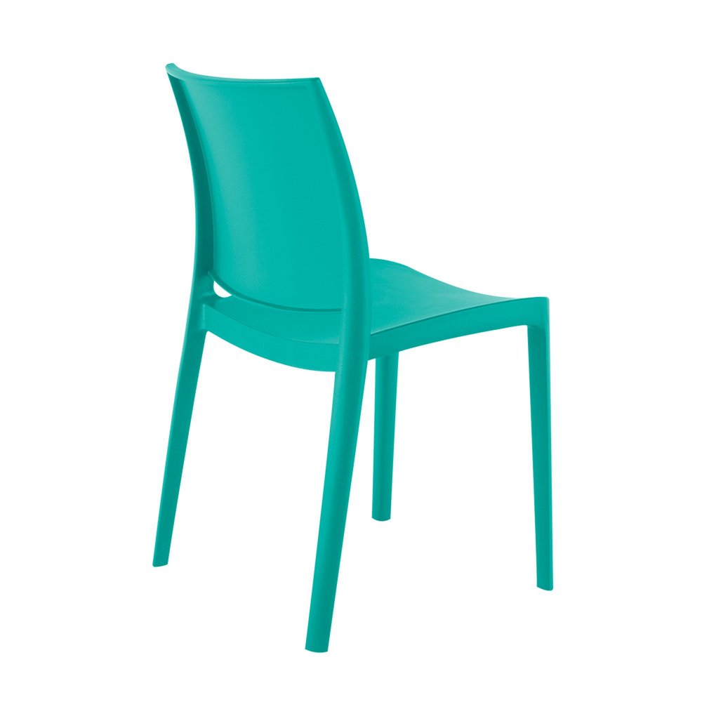Set of Four Turquoise Heavy Duty Plastic Outdoor Stacking Dining Chairs on a white background