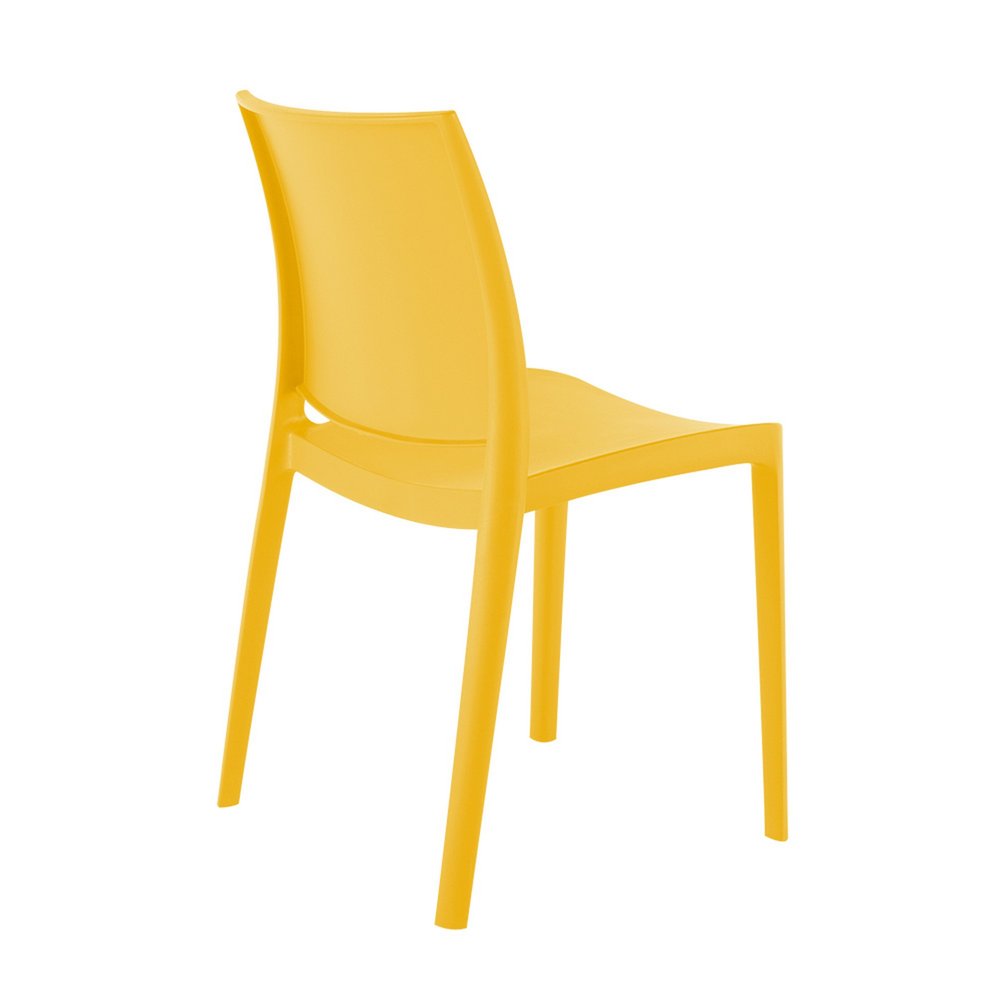 Set of Four Gold Heavy Duty Plastic Outdoor Stacking Dining Chairs on a white background