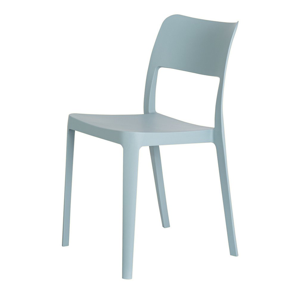 Set of Two Baby Blue Heavy Duty Plastic Outdoor Stacking Accent Chairs on a white background